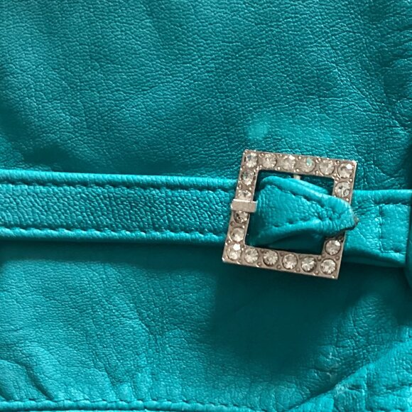 InWear Women's Goats Skin Super Soft Leather Gloves Teal Retro Size 8 Y2K - Picture 2 of 7